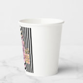 Gobelets En Papier Cadeau rose Anniversaire noir & blanc rayures (Gauche)