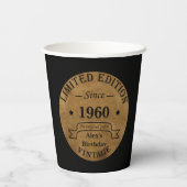 Gobelets En Papier Cadeaux d'anniversaire vintages personnalisés (Verso)