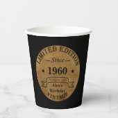 Gobelets En Papier Cadeaux d'anniversaire vintages personnalisés (Recto)