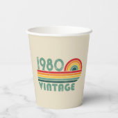 Gobelets En Papier Cadeaux d'anniversaire vintages personnalisés (Verso)