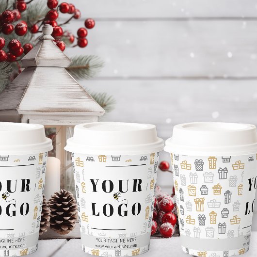 Gobelets En Papier Cadeaux de Noël d'affaires avec logo modèle Cadeau