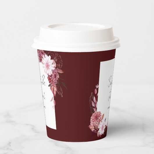 Gobelets En Papier Cadre de fleurs d'automne (Gauche)