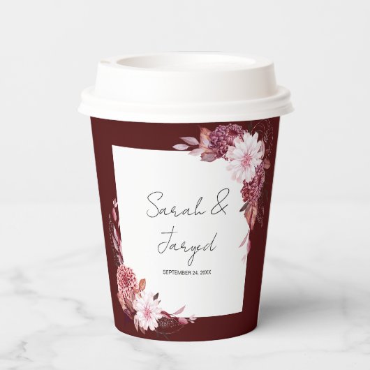 Gobelets En Papier Cadre de fleurs d'automne (Verso)