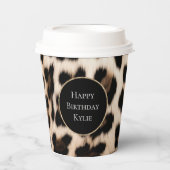 Gobelets En Papier Cadre de Parties scintillant animal léopard de crè (Recto)