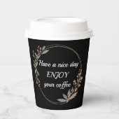 Gobelets En Papier Cadre floral customisé avec texte du matin (Recto)