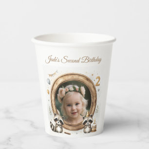 Gobelets En Papier Cadre photo Raccoon pour les fêtes d'anniversaire