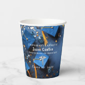 Gobelets En Papier Caduceus Élégant Confettis Or Bleu Marine (Verso)