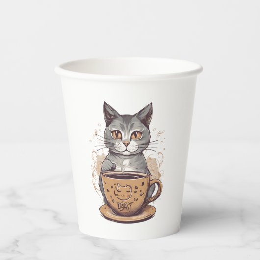 Gobelets En Papier Café au chat (Recto)