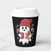 Gobelets En Papier Café glacé Fantôme de Noël Retro Café de Noël (Recto)