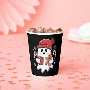 Gobelets En Papier Café glacé fantôme mignon de Noël Café rétro Xmas
