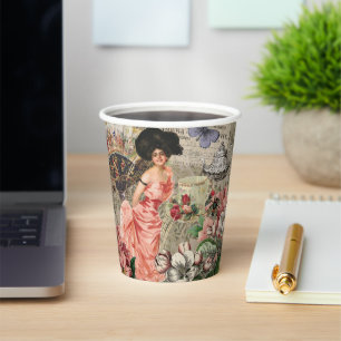 Gobelets En Papier Café Lady Victorian Femme Rose Classy