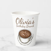 Gobelets En Papier Café Latte Cappuccino Anniversaire Fête Brunch (Recto)