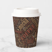 Gobelets En Papier Café sur Burlap Word Cloud Brown ID283 (Verso)