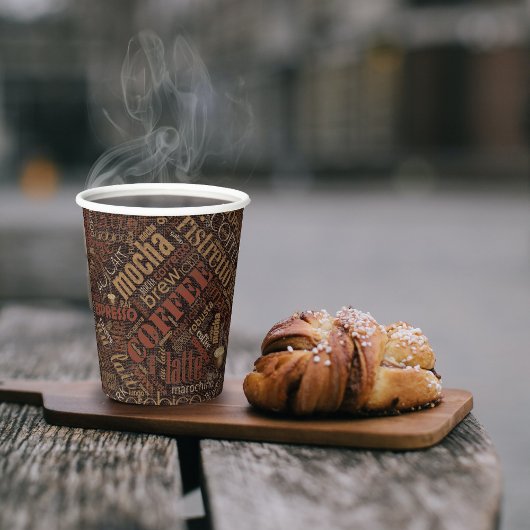 Gobelets En Papier Café sur Burlap Word Cloud Brown ID283