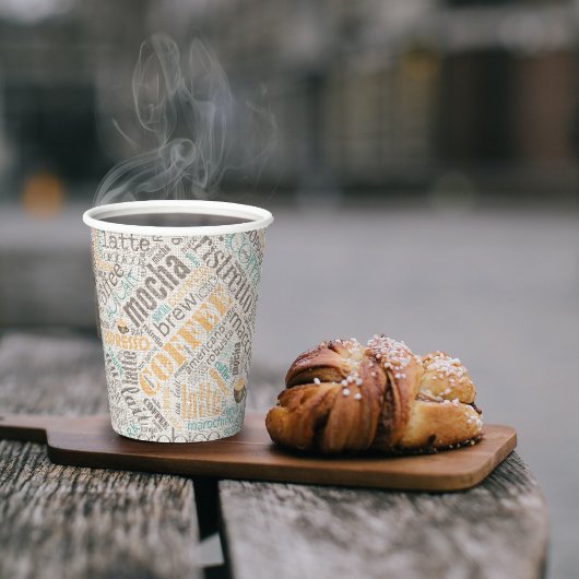 Gobelets En Papier Café sur Burlap Word Cloud Turquoise ID283