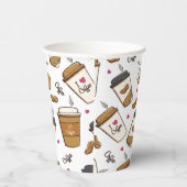 Gobelets En Papier Cafés, Fèves de café, Amateur de café, Coeurs (Droite)