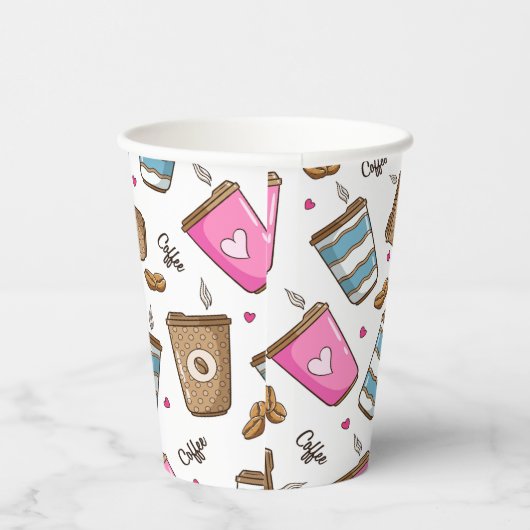 Gobelets En Papier Cafés, Haricots, Coeurs, Amateur De Café (Droite)