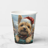 Gobelets En Papier Cairn Terrier Dog Roller Dessous de verre Noël (Recto)
