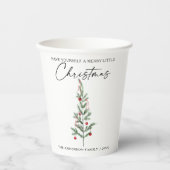 Gobelets En Papier Calligraphie Encre Script Aquarelle Arbre de Noël (Recto)