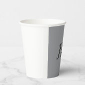 Gobelets En Papier Calligraphie gris-noir monogramme (Droite)