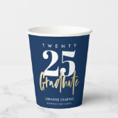 Gobelets En Papier Calligraphie Or moderne Bleu Graduation (Verso)