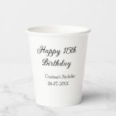 Gobelets En Papier calligraphie simple minimum heureux 15e anniversai (Verso)