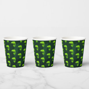Gobelets En Papier Caméléon vert mignon