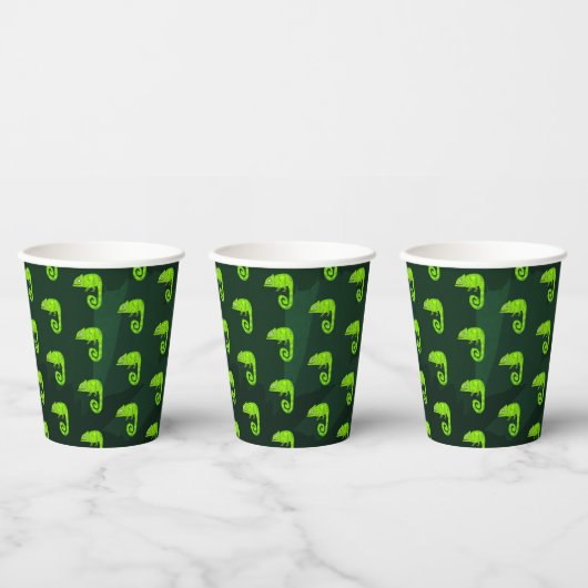 Gobelets En Papier Caméléon vert mignon (Multi)