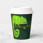 Gobelets En Papier Caméléon vert mignon (Verso)