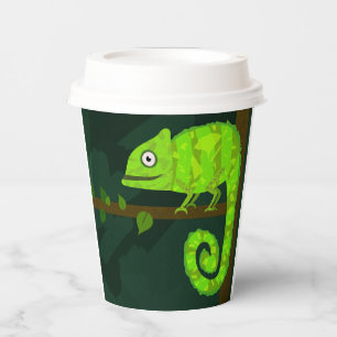Gobelets En Papier Caméléon vert mignon