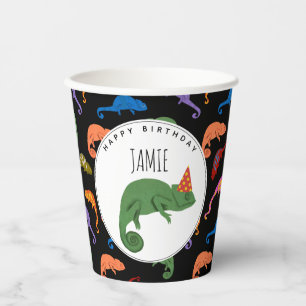 Gobelets En Papier Caméléons Reptile Coloré Lézards Anniversaire Enfa
