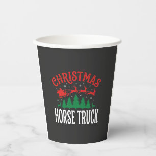 Gobelets En Papier Camion à chevaux de Noël Santa Sleigh