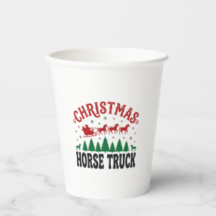 Gobelets En Papier Camion à chevaux de Noël Western Santa Sleigh Desi