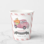 Gobelets En Papier Camion Citrouille rose En vichy Baby shower fille (Recto)