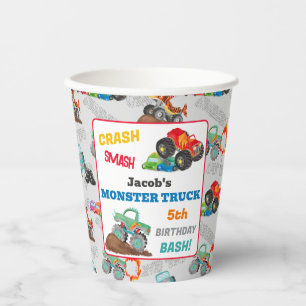 Gobelets En Papier Camion Crash Smash Monster Anniversaire Bash