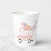Gobelets En Papier Camion crème glacée 1er Anniversaire Fête Rose Swe (Verso)