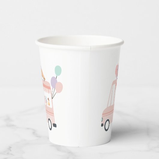 Gobelets En Papier Camion crème glacée 1er Anniversaire Fête Rose Swe (Droite)