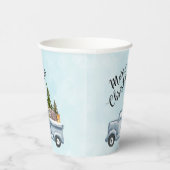 Gobelets En Papier Camion de Noël avec pins et animaux de forêt (Droite)