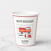 Gobelets En Papier Camion feu rouge | Anniversaire de enfant de thème (Recto)