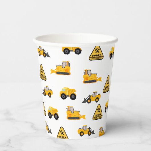 Gobelets En Papier Camions de construction Anniversaire de l'enfant (Verso)