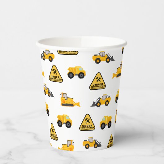 Gobelets En Papier Camions de construction Anniversaire de l'enfant (Gauche)