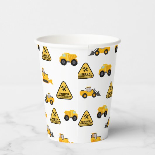 Gobelets En Papier Camions de construction Anniversaire de l'enfant (Droite)