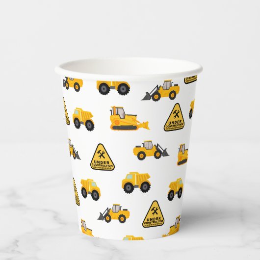 Gobelets En Papier Camions de construction Anniversaire de l'enfant (Recto)