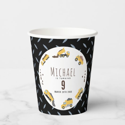 Gobelets En Papier Camions de construction Camions de construction Jo (Verso)