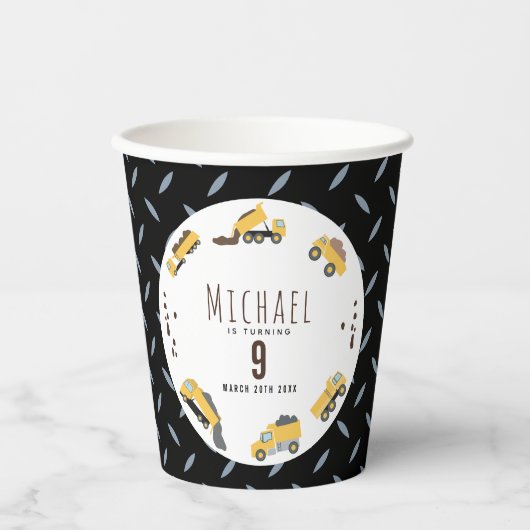 Gobelets En Papier Camions de construction Camions de construction Jo (Recto)