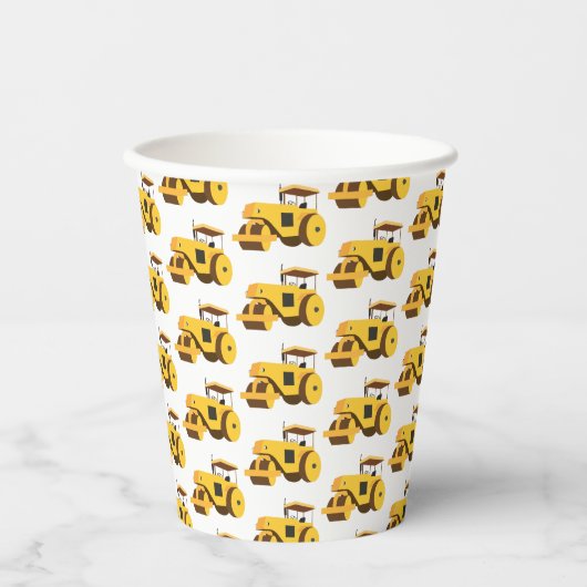 Gobelets En Papier Camions de construction du compacteur à rouleaux (Recto)