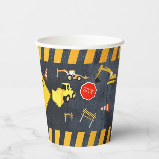 Gobelets En Papier Camions de construction Machines lourdes Anniversa (Verso)