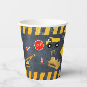 Gobelets En Papier Camions de construction Machines lourdes Anniversa (Recto)