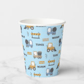 Gobelets En Papier Camions de construction Motif bleu (Verso)