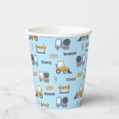 Gobelets En Papier Camions de construction Motif bleu (Gauche)